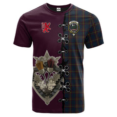 MacLaine of Lochbuie Hunting Tartan T-shirt - Lion Rampant And Celtic Thistle Style