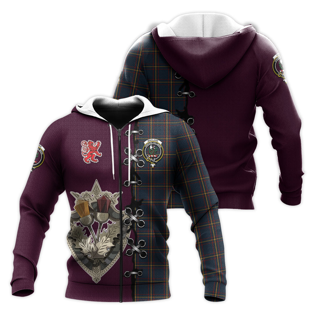 MacLaine of Lochbuie Hunting Tartan Hoodie - Lion Rampant And Celtic Thistle Style