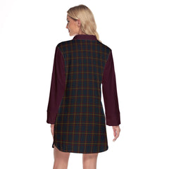 MacLaine Of Lochbuie Hunting Tartan Women's Lapel Shirt Dress With Long Sleeve