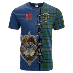 MacLaren Ancient Tartan T-shirt - Lion Rampant And Celtic Thistle Style