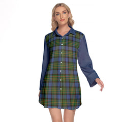 MacLaren Ancient Tartan Women's Lapel Shirt Dress With Long Sleeve