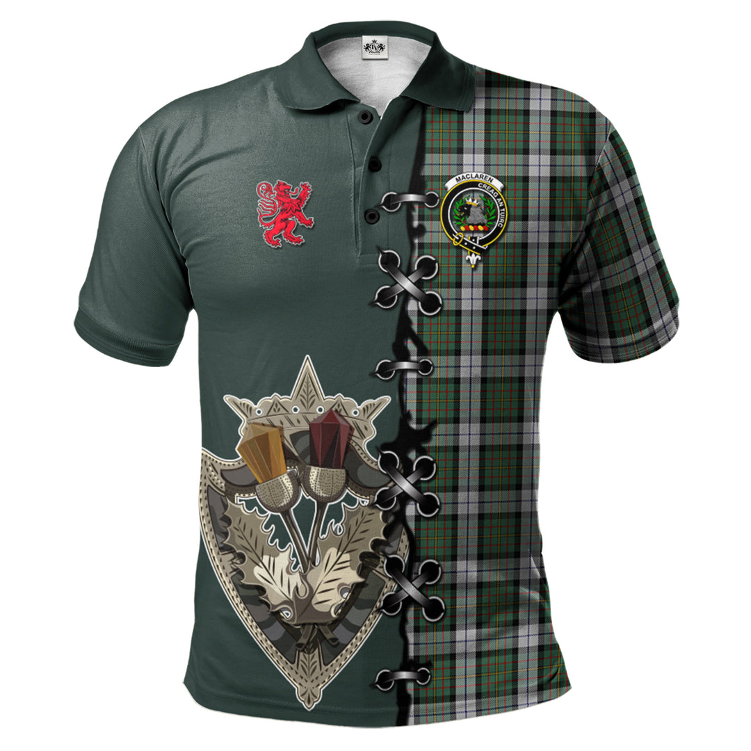 MacLaren Dress Tartan Polo Shirt - Lion Rampant And Celtic Thistle Style