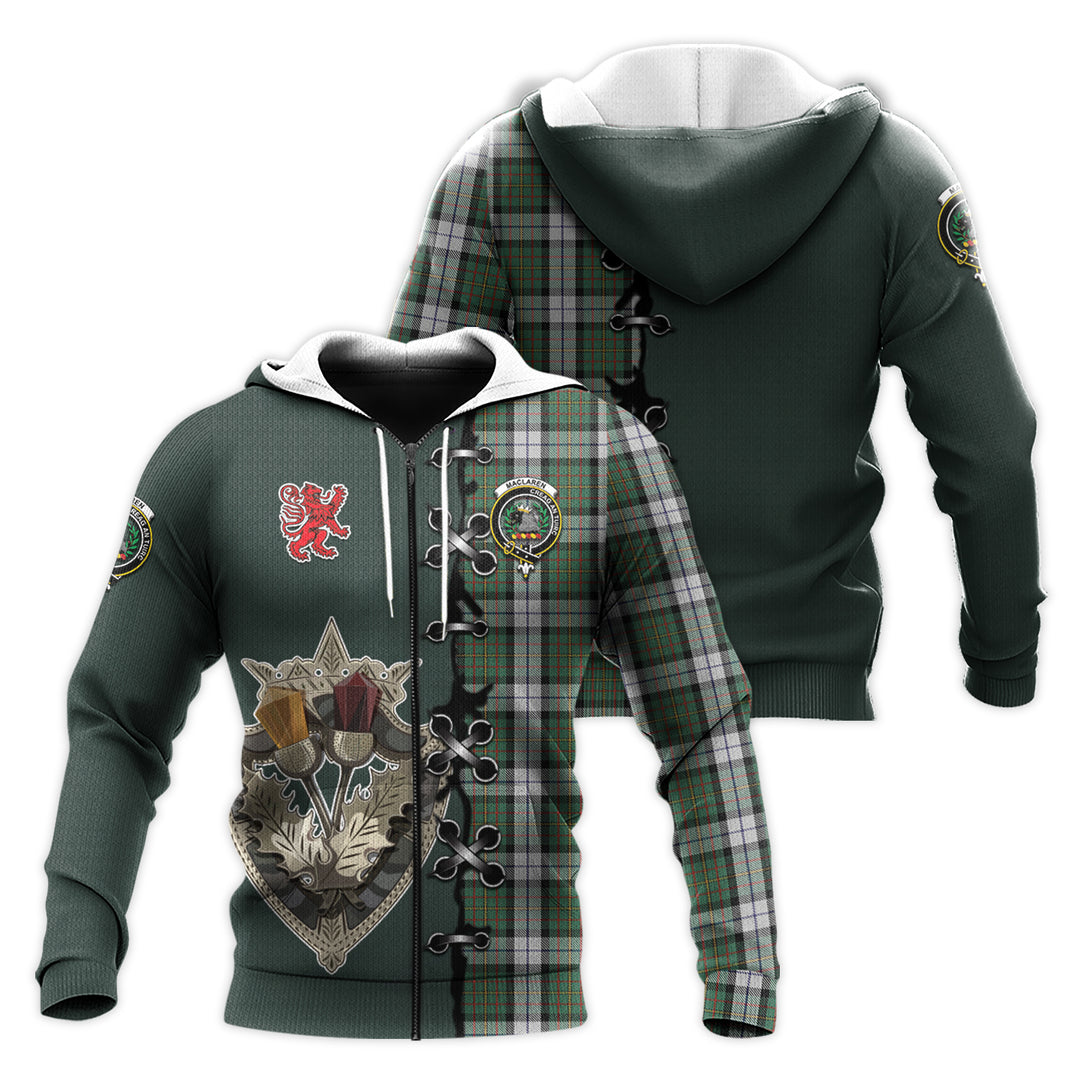 MacLaren Dress Tartan Hoodie - Lion Rampant And Celtic Thistle Style