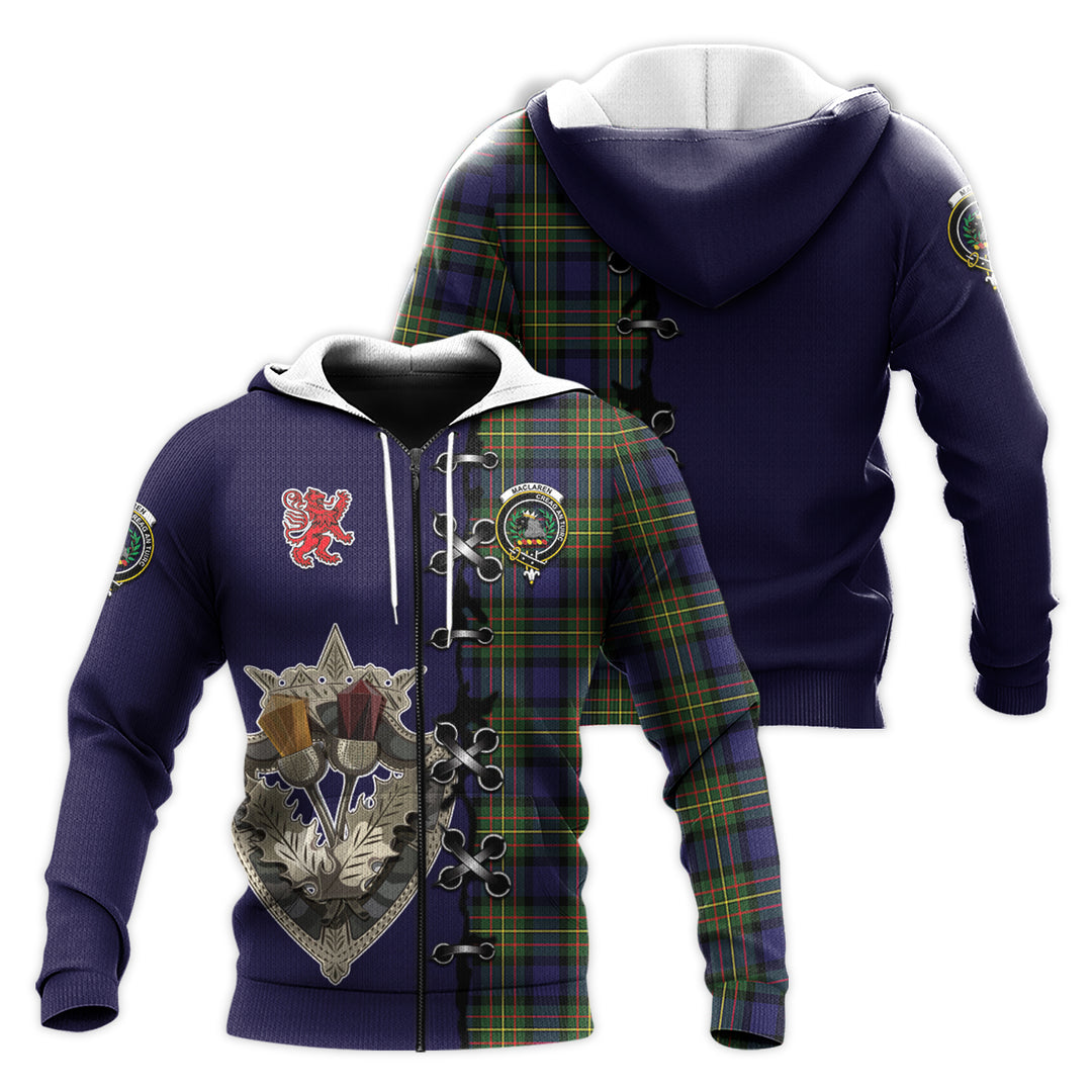 MacLaren Modern Tartan Hoodie - Lion Rampant And Celtic Thistle Style