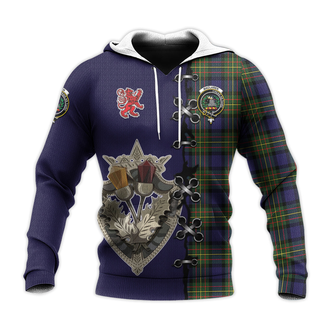 MacLaren Modern Tartan Hoodie - Lion Rampant And Celtic Thistle Style