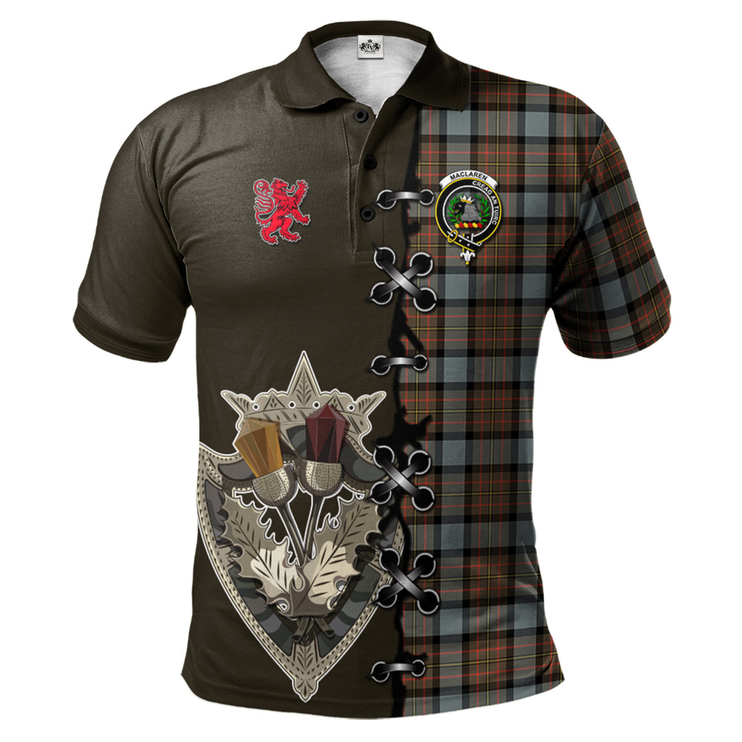 MacLaren Weathered Tartan Polo Shirt - Lion Rampant And Celtic Thistle Style