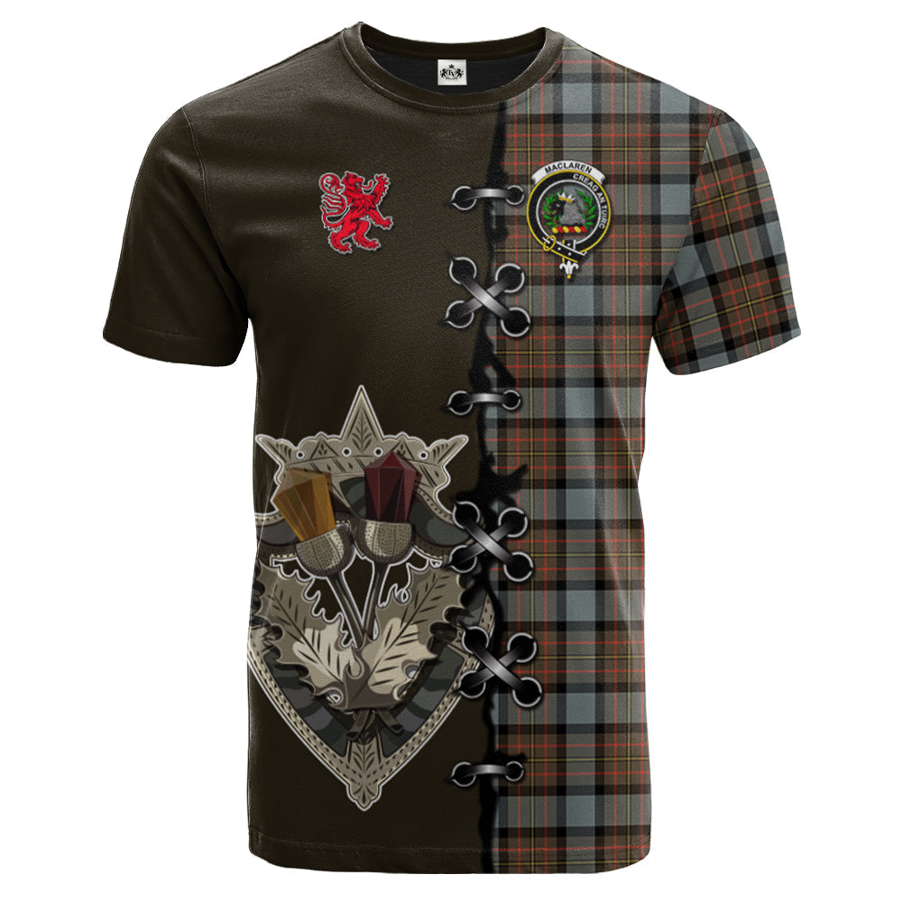 MacLaren Weathered Tartan T-shirt - Lion Rampant And Celtic Thistle Style