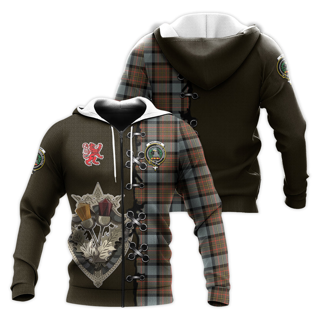 MacLaren Weathered Tartan Hoodie - Lion Rampant And Celtic Thistle Style