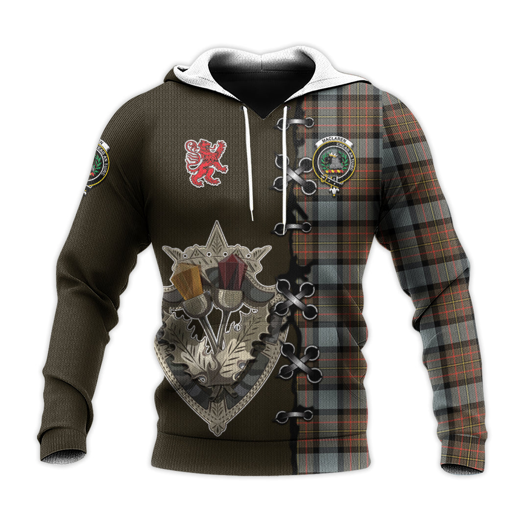 MacLaren Weathered Tartan Hoodie - Lion Rampant And Celtic Thistle Style