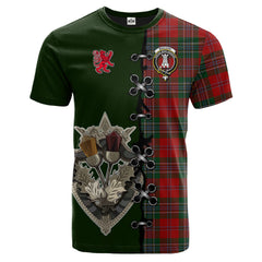 MacLean Tartan T-shirt - Lion Rampant And Celtic Thistle Style