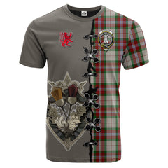 MacLean Dress Tartan T-shirt - Lion Rampant And Celtic Thistle Style