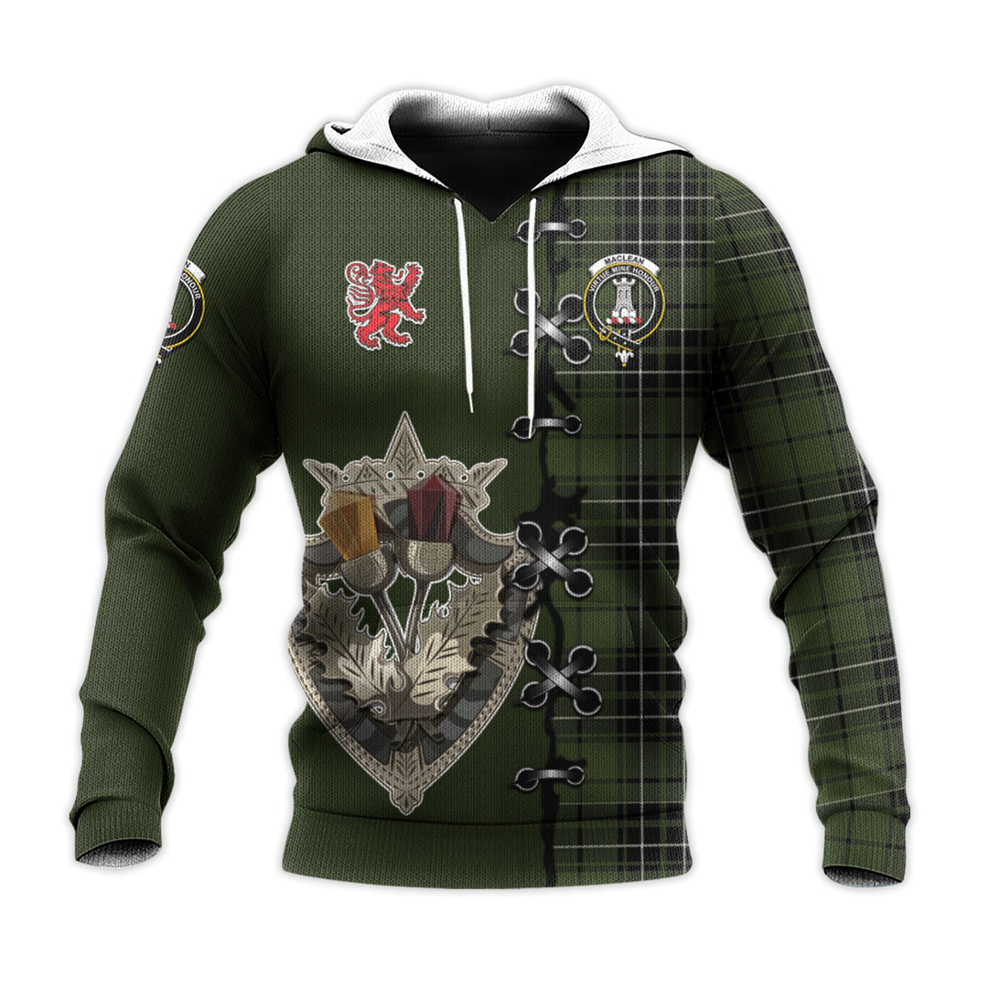 MacLean Hunting Tartan Hoodie - Lion Rampant And Celtic Thistle Style