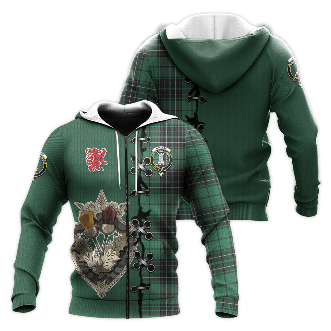 MacLean Hunting Ancient Tartan Hoodie - Lion Rampant And Celtic Thistle Style