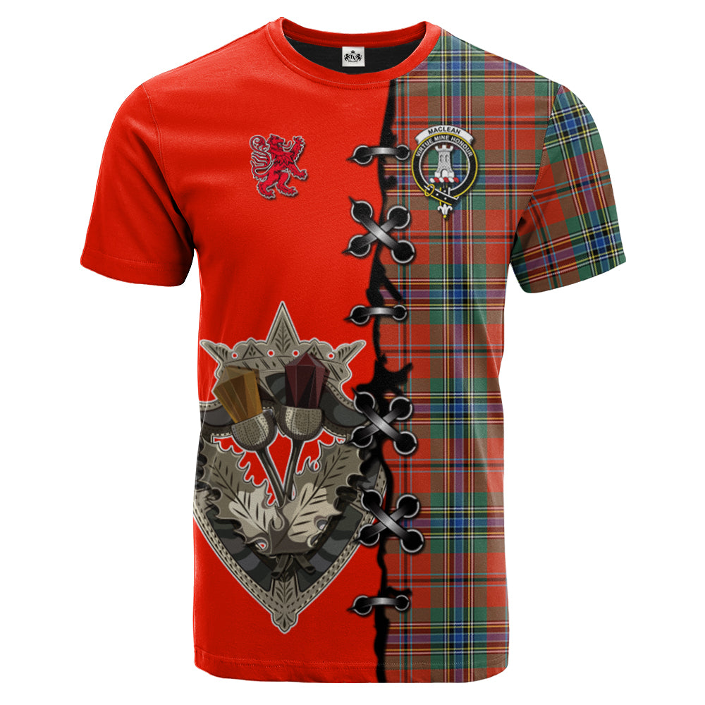 MacLean of Duart Ancient Tartan T-shirt - Lion Rampant And Celtic Thistle Style