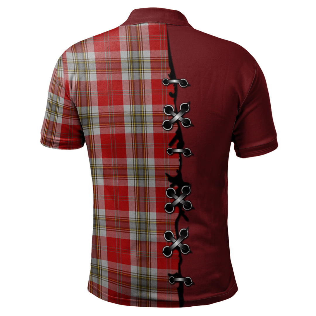 MacLean of Duart Dress Red Tartan Polo Shirt - Lion Rampant And Celtic Thistle Style