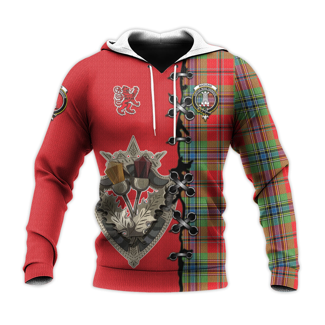 MacLean of Duart Modern Tartan Hoodie - Lion Rampant And Celtic Thistle Style