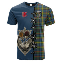 MacLellan Ancient Tartan T-shirt - Lion Rampant And Celtic Thistle Style