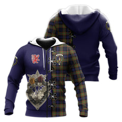 MacLellan Modern Tartan Hoodie - Lion Rampant And Celtic Thistle Style