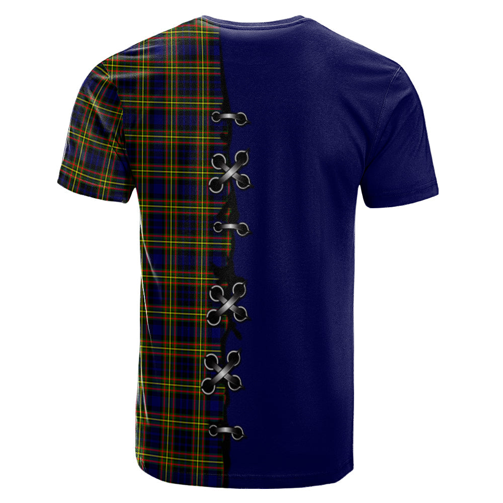 MacLellan Modern Tartan T-shirt - Lion Rampant And Celtic Thistle Style