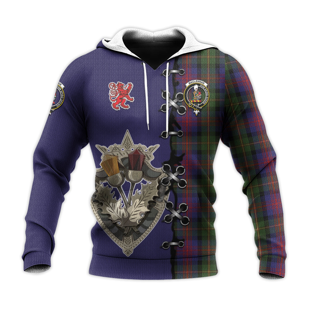 MacLennan Tartan Hoodie - Lion Rampant And Celtic Thistle Style