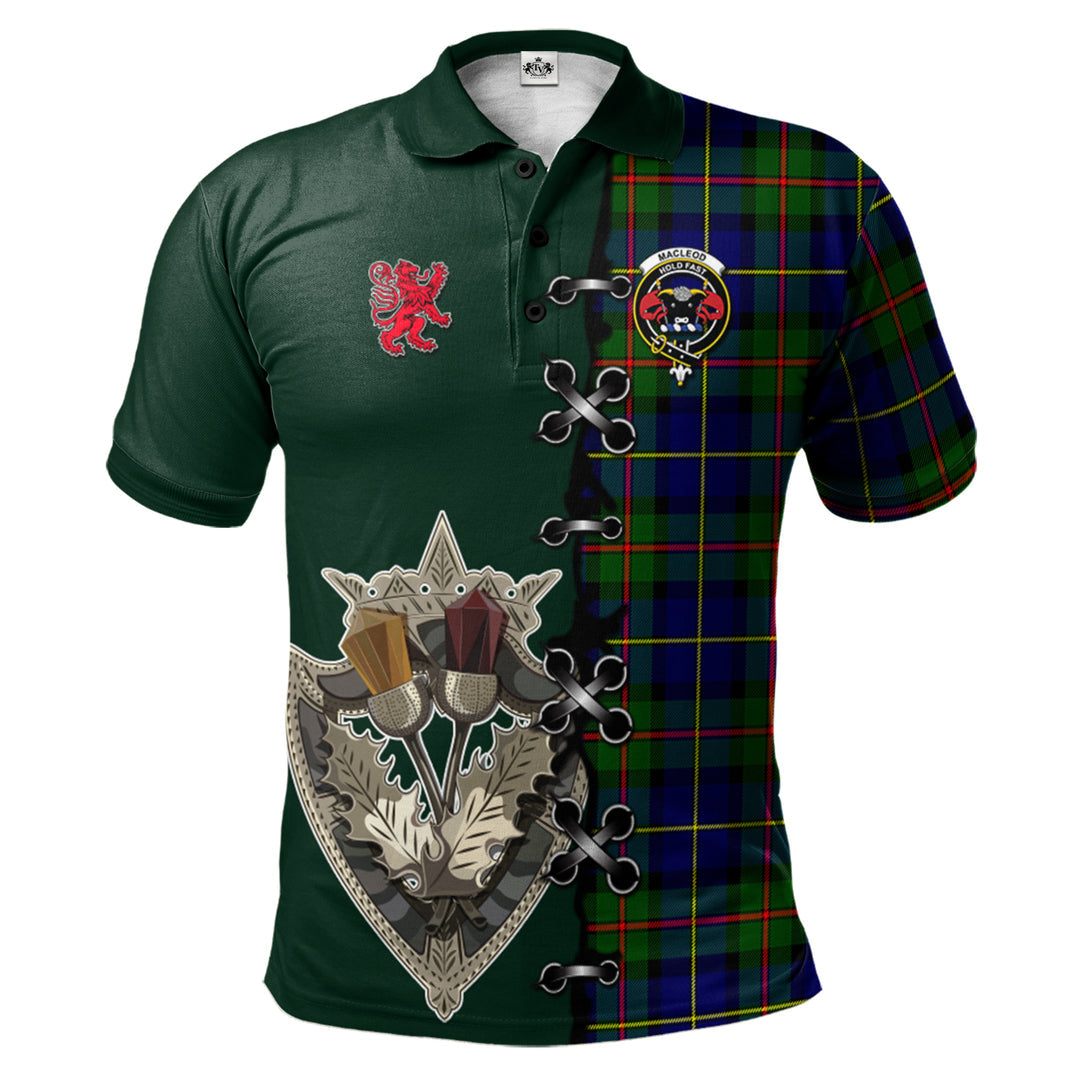 MacLeod of Harris Modern Tartan Polo Shirt - Lion Rampant And Celtic Thistle Style