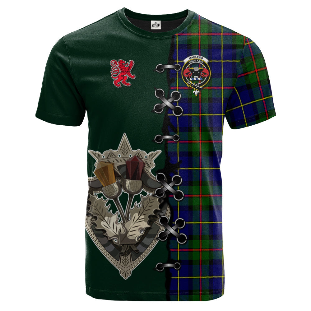 MacLeod of Harris Modern Tartan T-shirt - Lion Rampant And Celtic Thistle Style