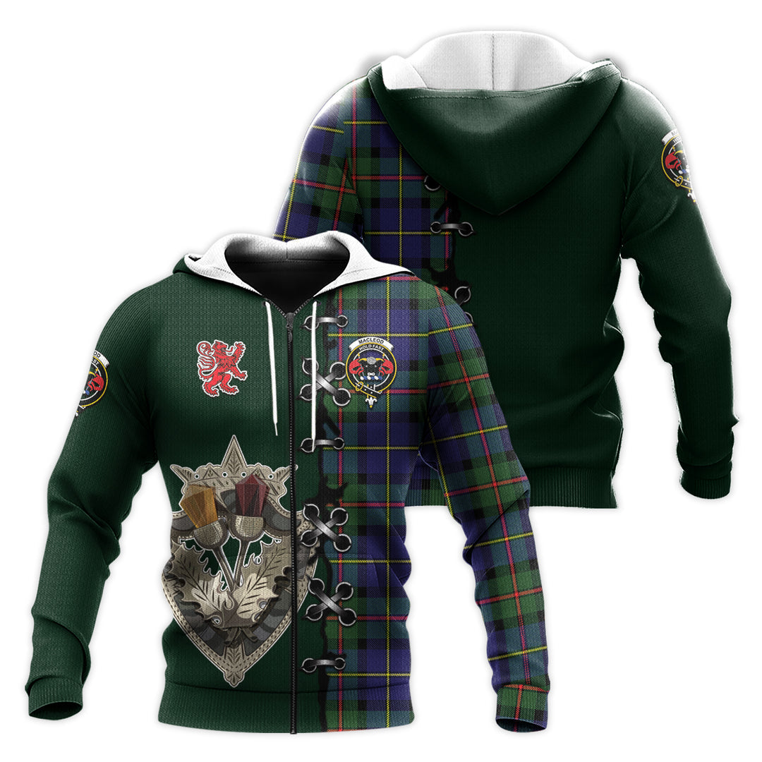 MacLeod of Harris Modern Tartan Hoodie - Lion Rampant And Celtic Thistle Style