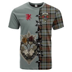 MacLeod of Harris Weathered Tartan T-shirt - Lion Rampant And Celtic Thistle Style