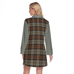 MacLeod Of Harris Weathered Tartan Women's Lapel Shirt Dress With Long Sleeve