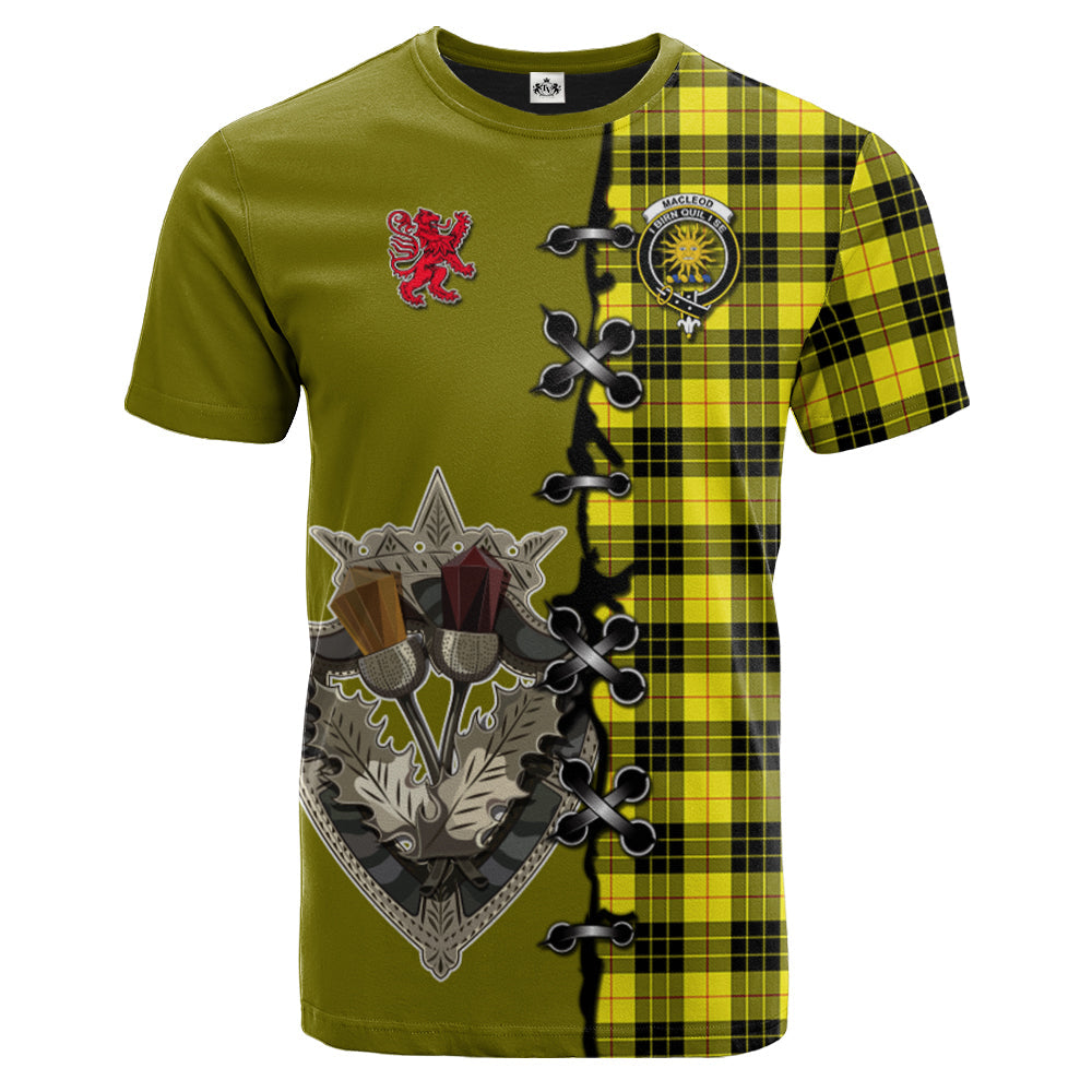 MacLeod of Lewis Modern Tartan T-shirt - Lion Rampant And Celtic Thistle Style