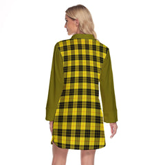 MacLeod Of Lewis Modern Tartan Women's Lapel Shirt Dress With Long Sleeve