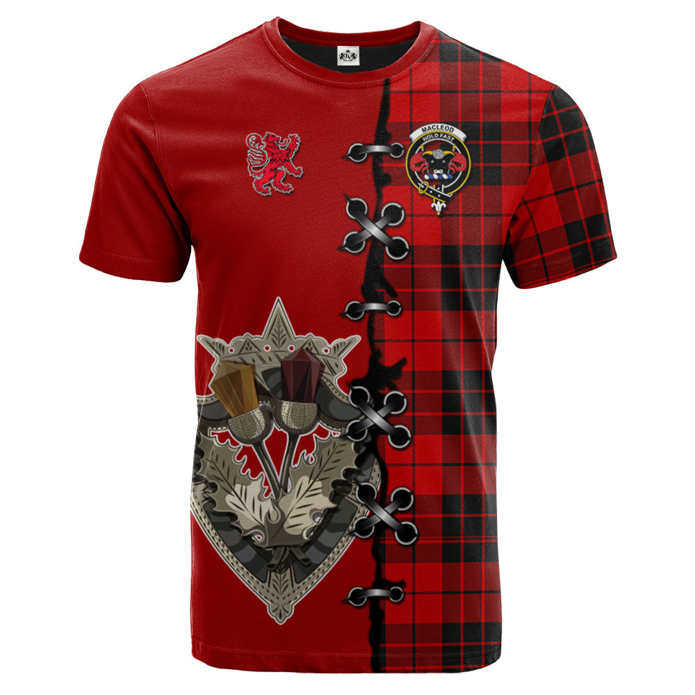 MacLeod of Raasay Tartan T-shirt - Lion Rampant And Celtic Thistle Style