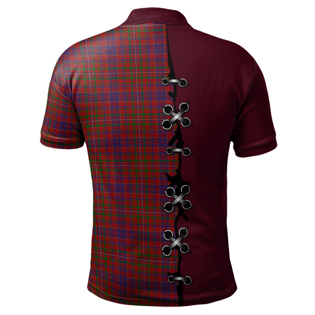 MacLeod Red Tartan Polo Shirt - Lion Rampant And Celtic Thistle Style