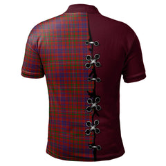 MacLeod Red Tartan Polo Shirt - Lion Rampant And Celtic Thistle Style