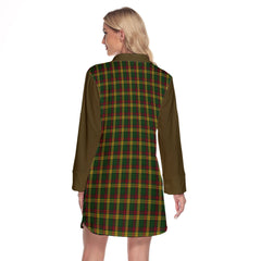 MacMillan Ancient Tartan Women's Lapel Shirt Dress With Long Sleeve