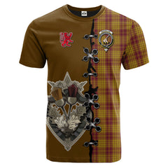 MacMillan Dress Tartan T-shirt - Lion Rampant And Celtic Thistle Style