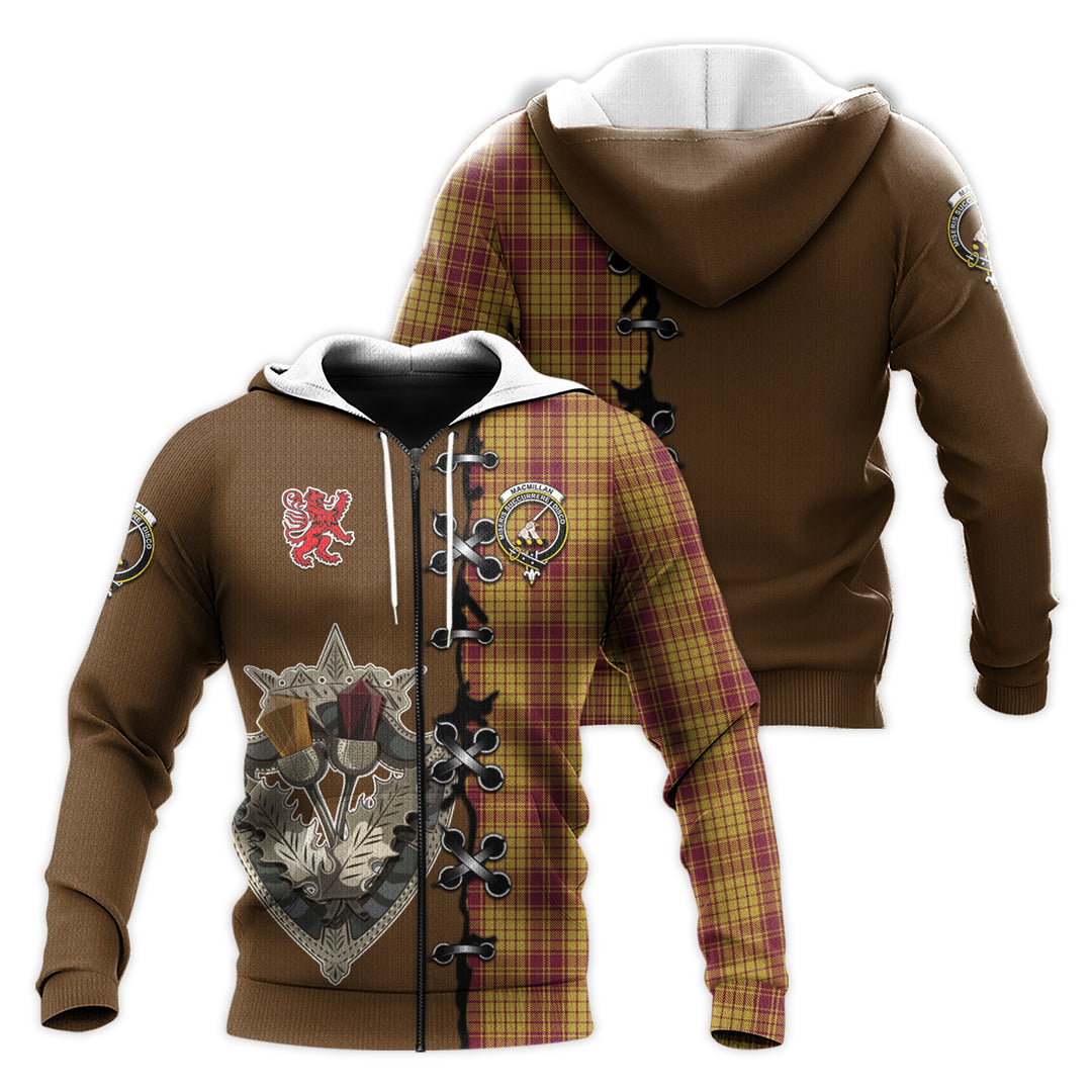 MacMillan Dress Tartan Hoodie - Lion Rampant And Celtic Thistle Style