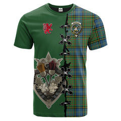 MacMillan Hunting Ancient Tartan T-shirt - Lion Rampant And Celtic Thistle Style