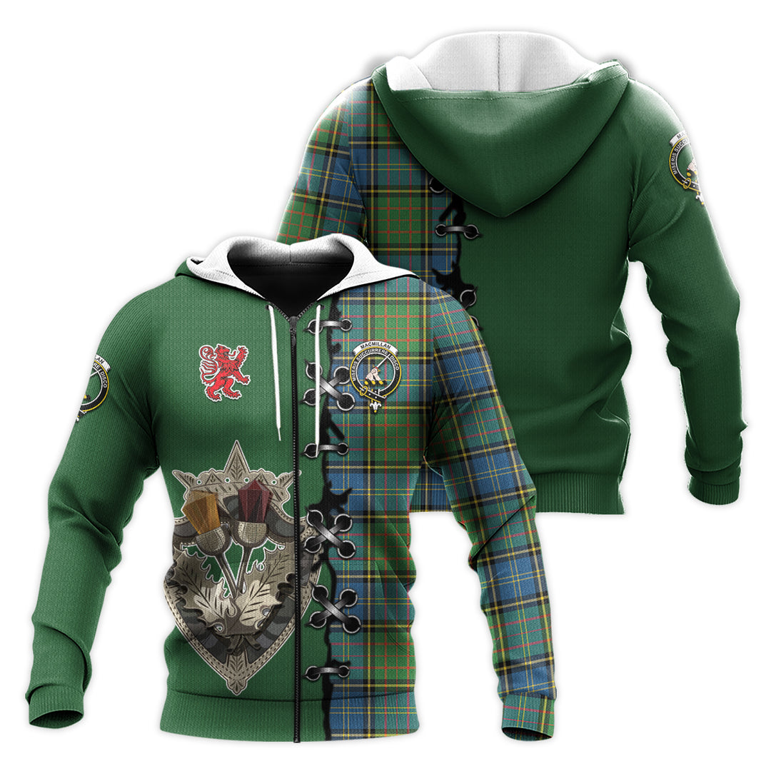 MacMillan Hunting Ancient Tartan Hoodie - Lion Rampant And Celtic Thistle Style