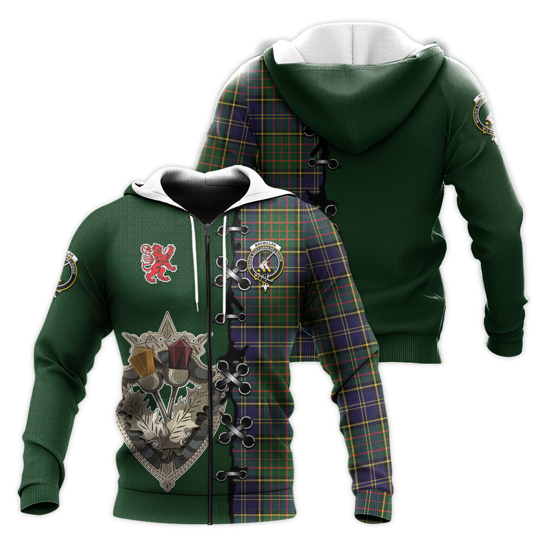 MacMillan Hunting Modern Tartan Hoodie - Lion Rampant And Celtic Thistle Style