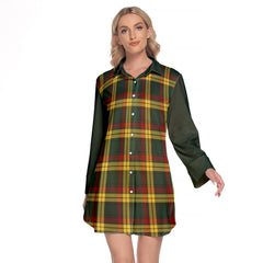 MacMillan Old Modern Tartan Women's Lapel Shirt Dress With Long Sleeve