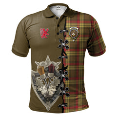 MacMillan Old Weathered Tartan Polo Shirt - Lion Rampant And Celtic Thistle Style