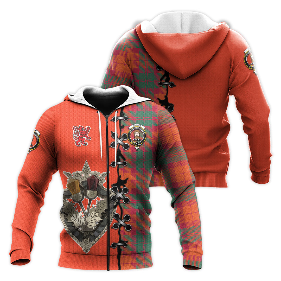 MacNab Ancient Tartan Hoodie - Lion Rampant And Celtic Thistle Style