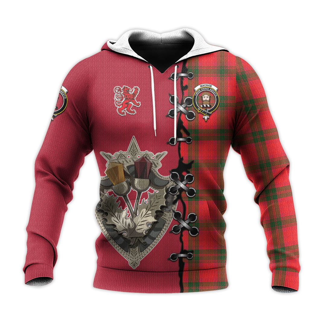 MacNab Modern Tartan Hoodie - Lion Rampant And Celtic Thistle Style