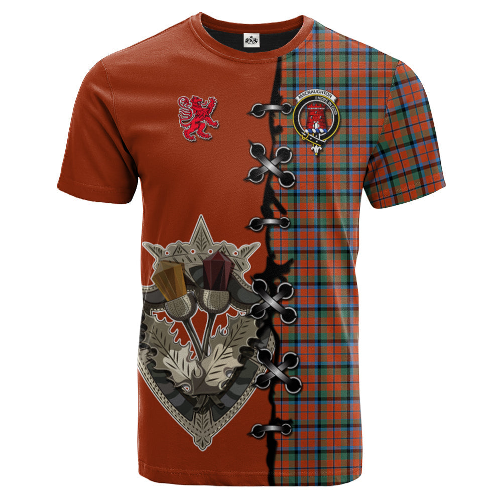 MacNaughton Ancient Tartan T-shirt - Lion Rampant And Celtic Thistle Style