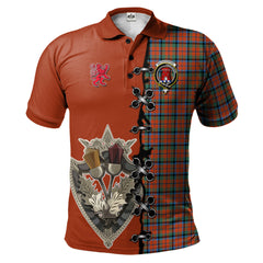 MacNaughton Ancient Tartan Polo Shirt - Lion Rampant And Celtic Thistle Style