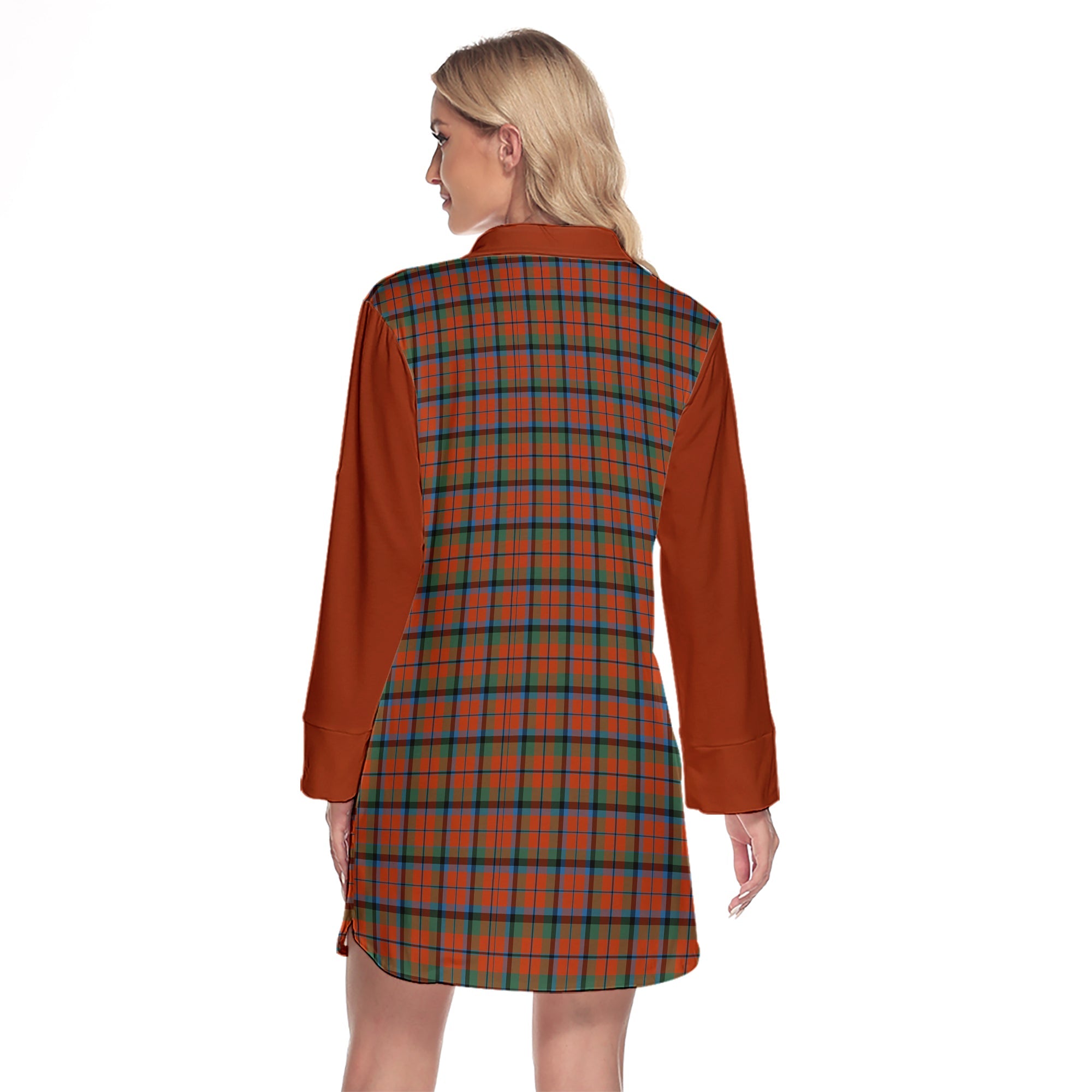 MacNaughton Ancient Tartan Women's Lapel Shirt Dress With Long Sleeve