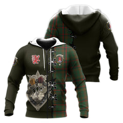 Macnaughton Hunting Tartan Hoodie - Lion Rampant And Celtic Thistle Style