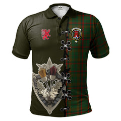 Macnaughton Hunting Tartan Polo Shirt - Lion Rampant And Celtic Thistle Style