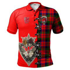 MacNaughton Modern Tartan Polo Shirt - Lion Rampant And Celtic Thistle Style